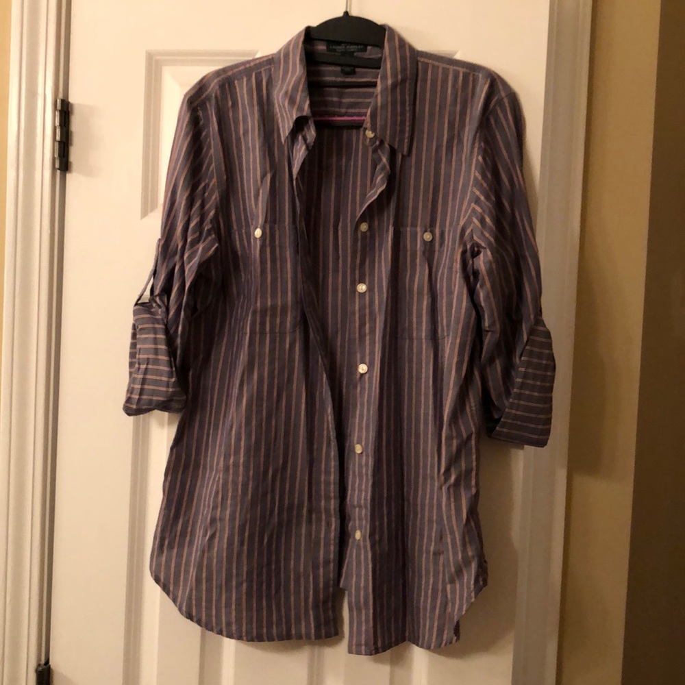 Cuffed sleeved striped button down